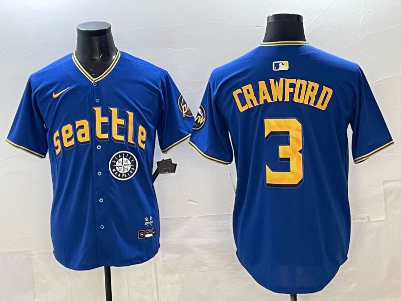 Men Seattle Mariners #3 Crawford blue Game Nike MLB 2025 Jersey 003->seattle mariners->MLB Jersey
